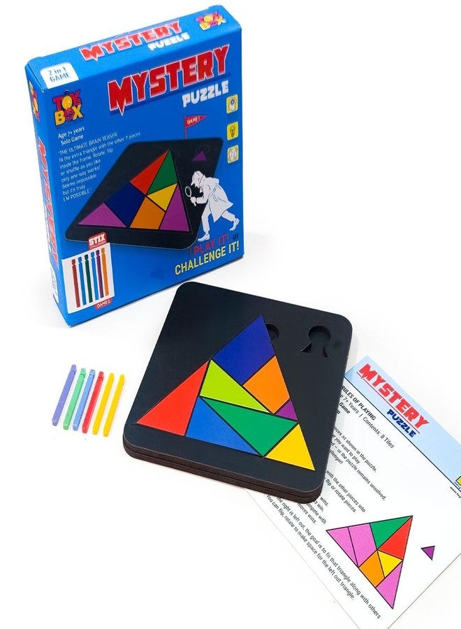 تويز بوكس لعبة ألغاز غامضة من تويز بوكس، لعبة مثلثات لتنمية الذكاء، قطع هندسية ملونة وتحدي العصي، مصنوعة من خشب MDF، لعبة ألغاز تعليمية لتنمية الذكاء للأطفال والكبار - Image 1